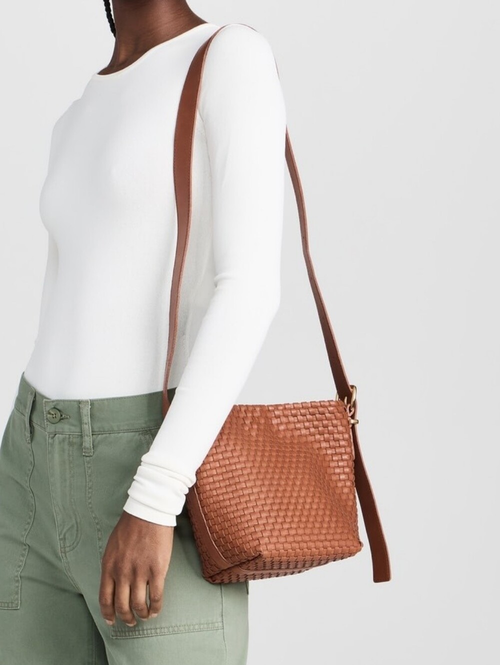 Madewell Essential Mini Bucket Woven Tote NWT Warm Cinnamon - Picture 2 of 7